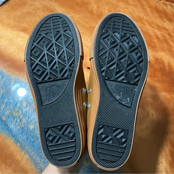 Converse All Stars Leather Brown Tan Sneakers Mid top - Picture 7 of 9